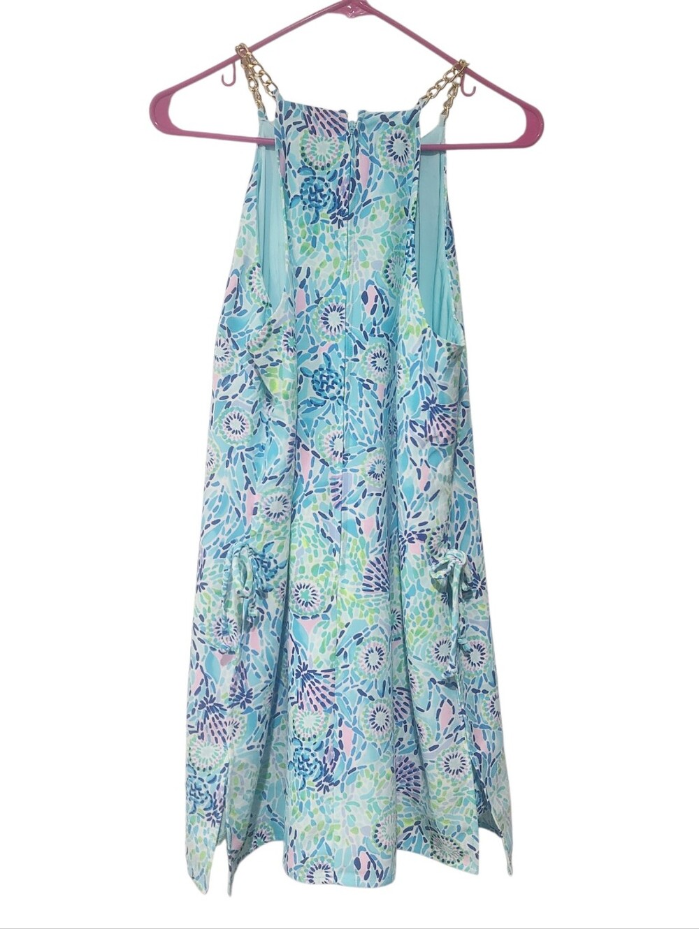 Lily Pulitzer Blue Ibiza Short Romper With  Gold Chain Size 10 - Picture 3 of 7